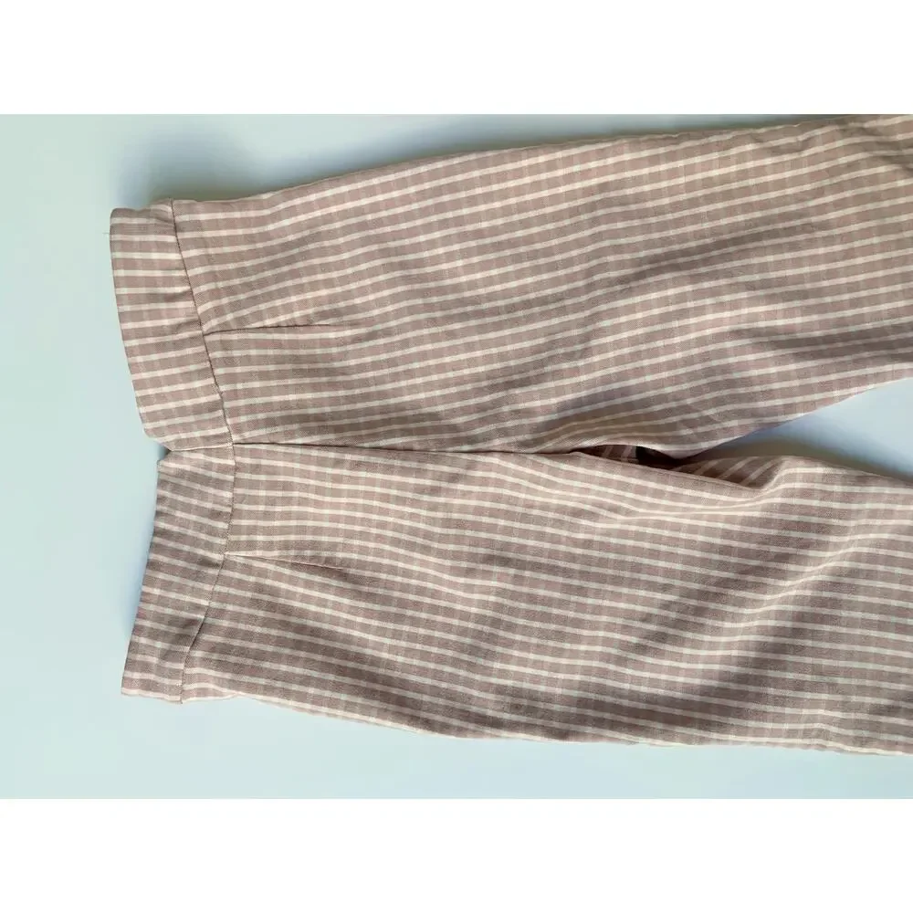 Forever 21 Nude Pink White Gingham High Waisted Fitted Ankle Length Pants Wms XS - Picture 9 of 10